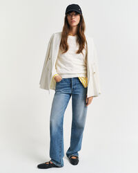 Camisola de malha com decote redondo em algodão texturizado