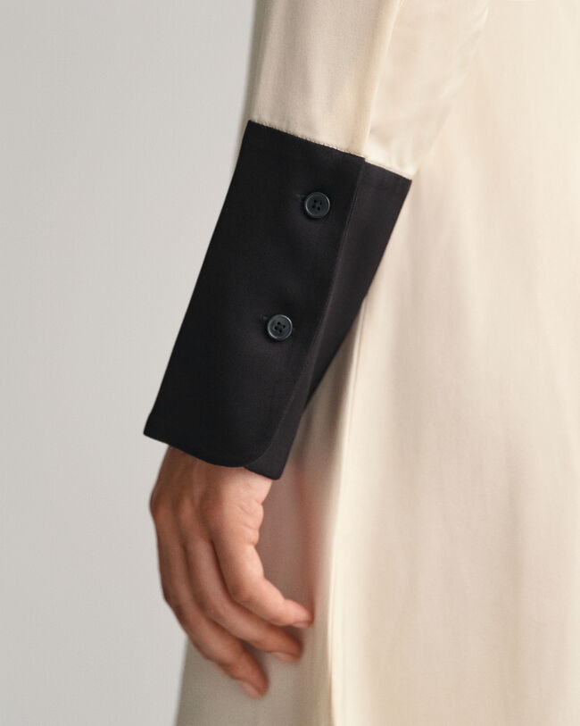 Vestido-camisa com bloco de cor