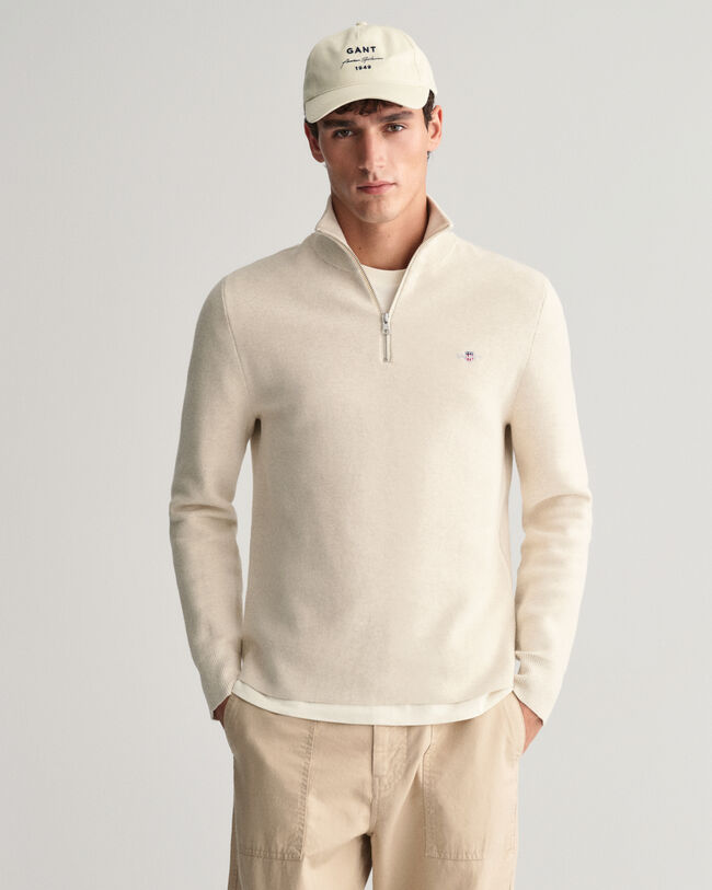 Sweatshirt com meio fecho em algod&atilde;o Milano Knit