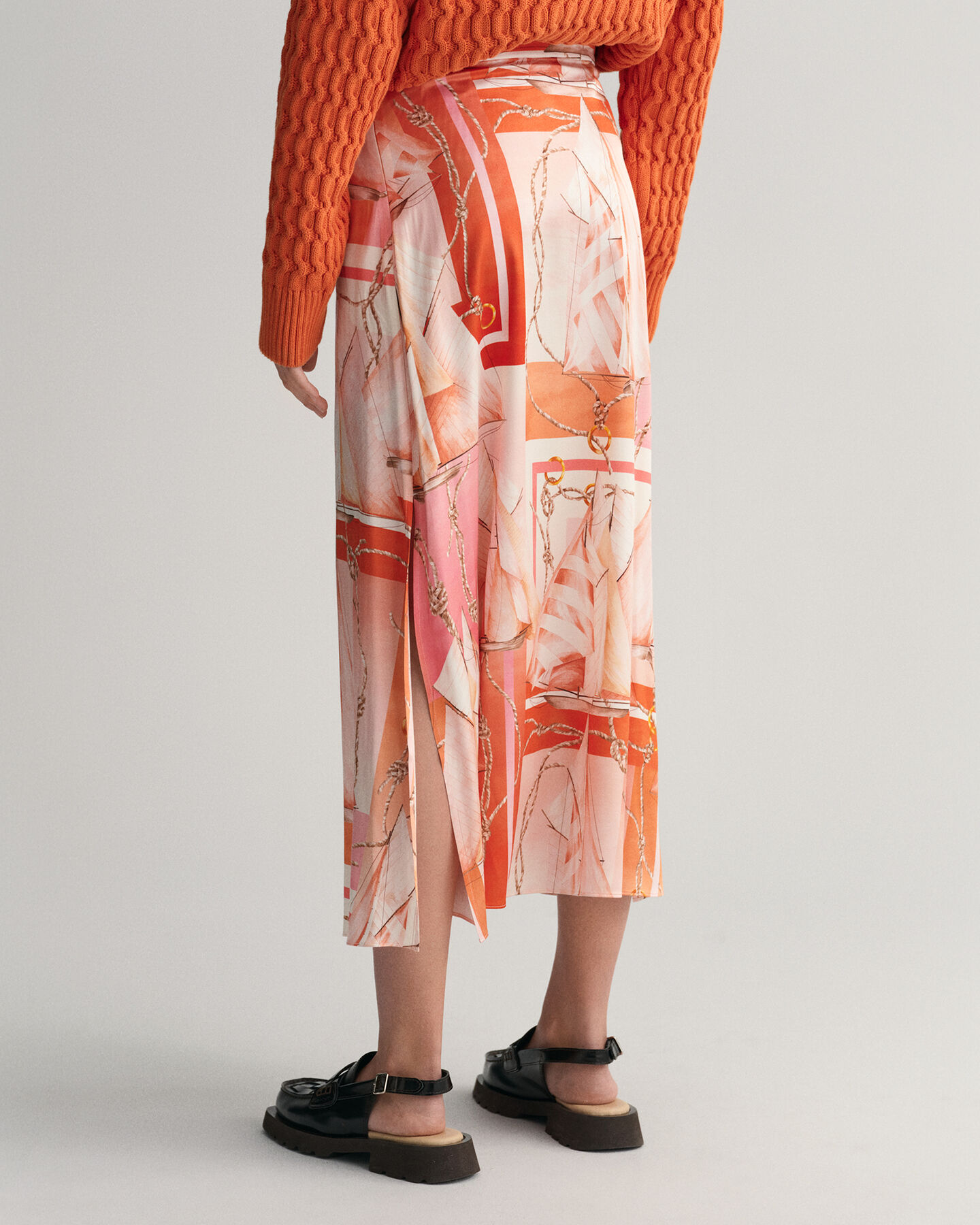 Saia comprida em seda com estampado Sailing