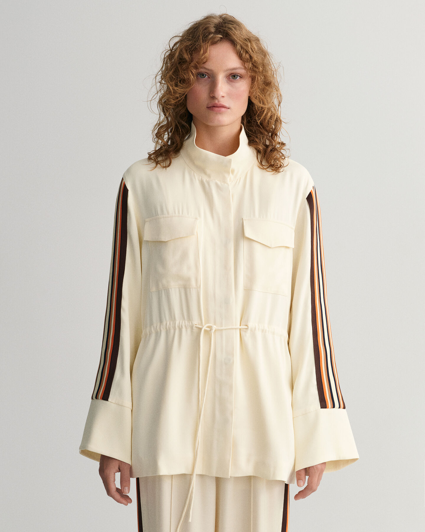 Casaco às riscas relaxed fit