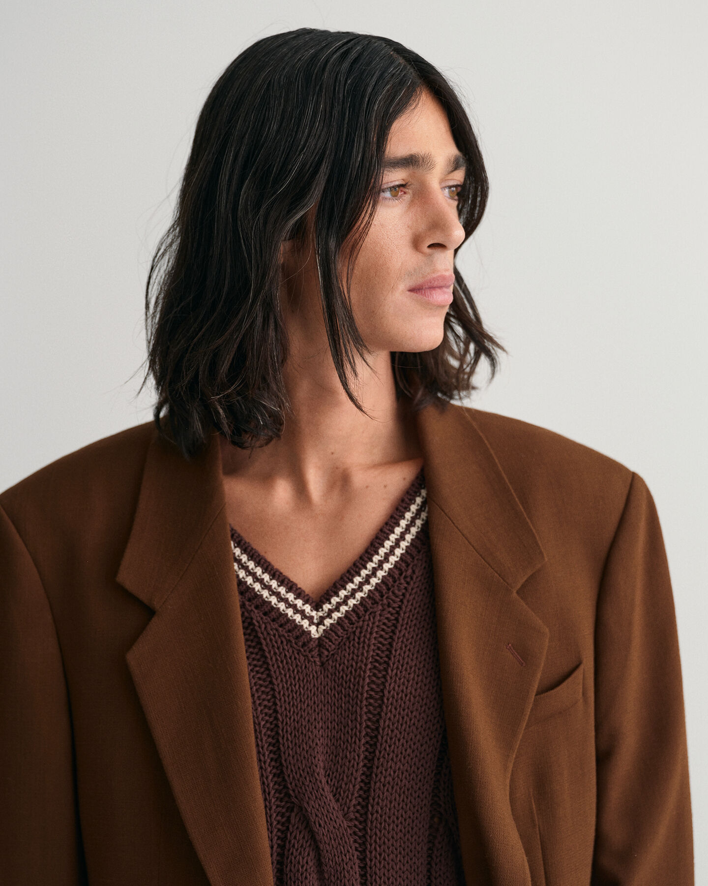 Blazer de fato em crepe de lã oversized