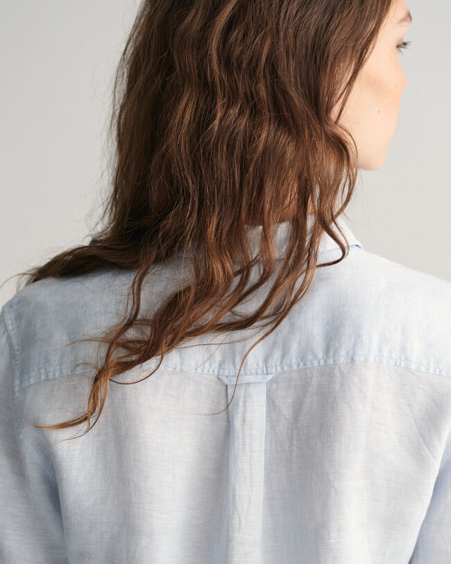 Camisa em chambray de linho regular fit