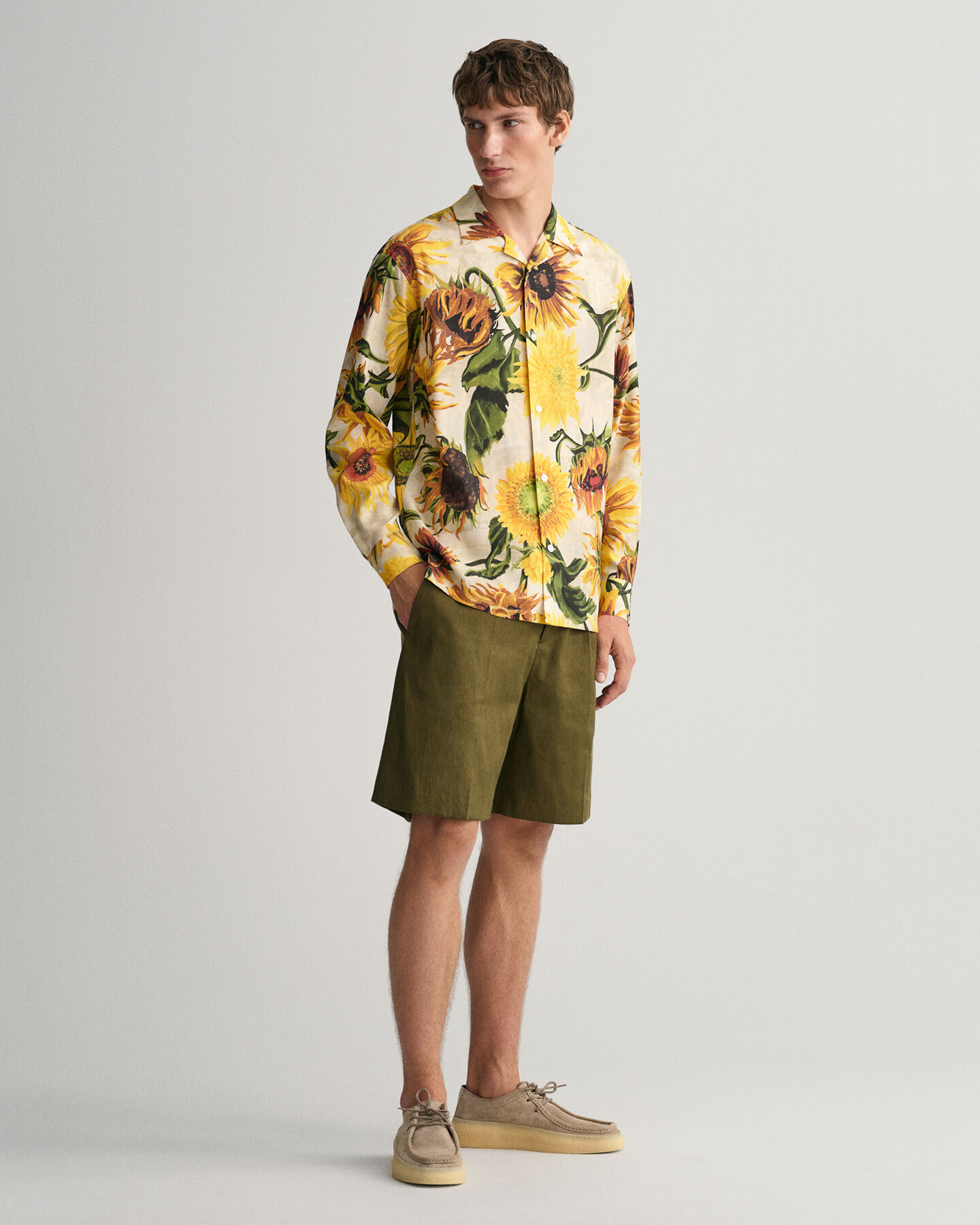 Camisa de seda com estampado Sunflower relaxed fit