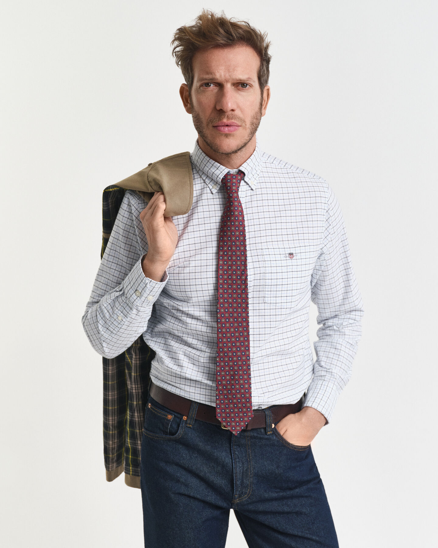 Camisa Oxford clássica Tattersall regular fit