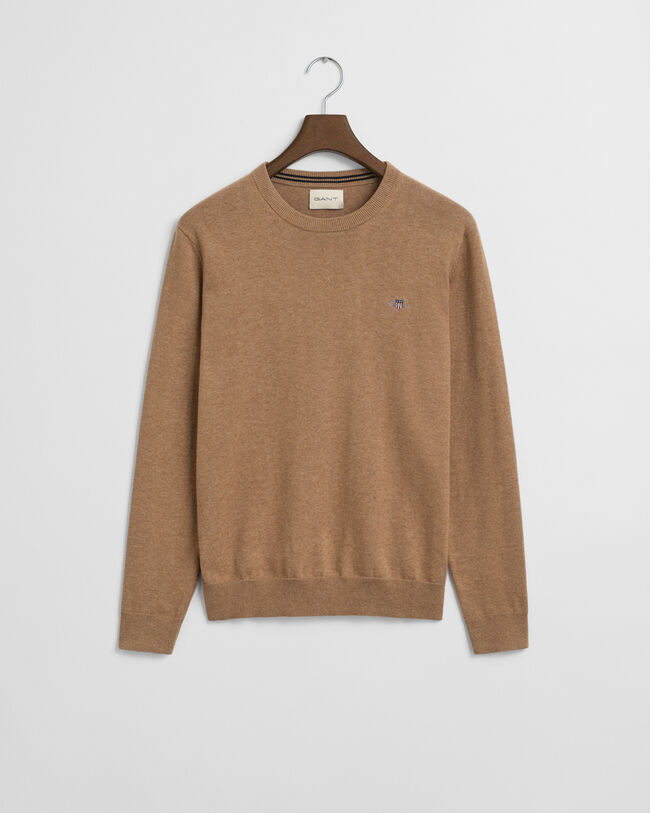 Camisola de malha com decote redondo clássica em algodão