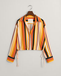 Camisa &agrave;s riscas com atilhos relaxed fit