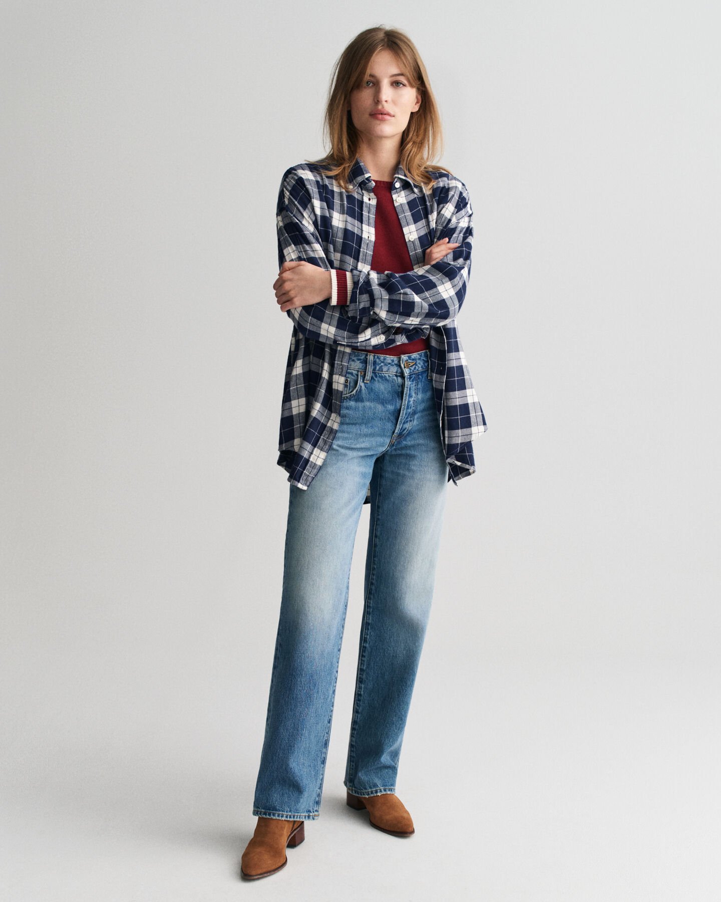 Camisa de flanela com padrão axadrezado oversized