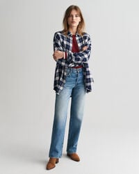 Camisa de flanela com padrão axadrezado oversized