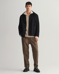 Pulover com colarinho de polo e decote em V com mistura de fios relaxed fit