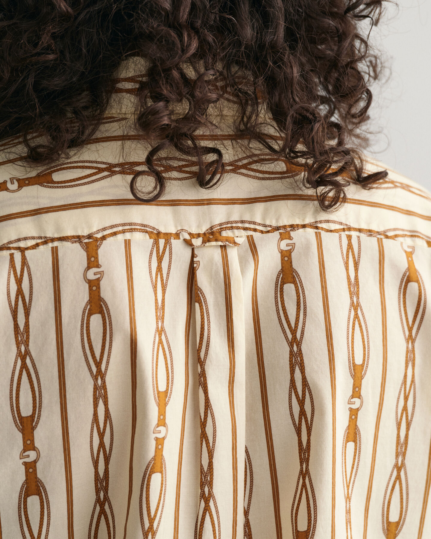 Camisa em voile de algod&atilde;o &agrave;s riscas Rope relaxed fit