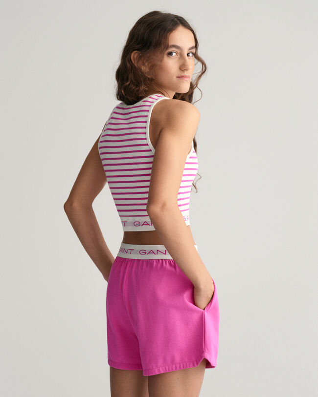 Top sem mangas canelado &agrave;s riscas Teen Girls