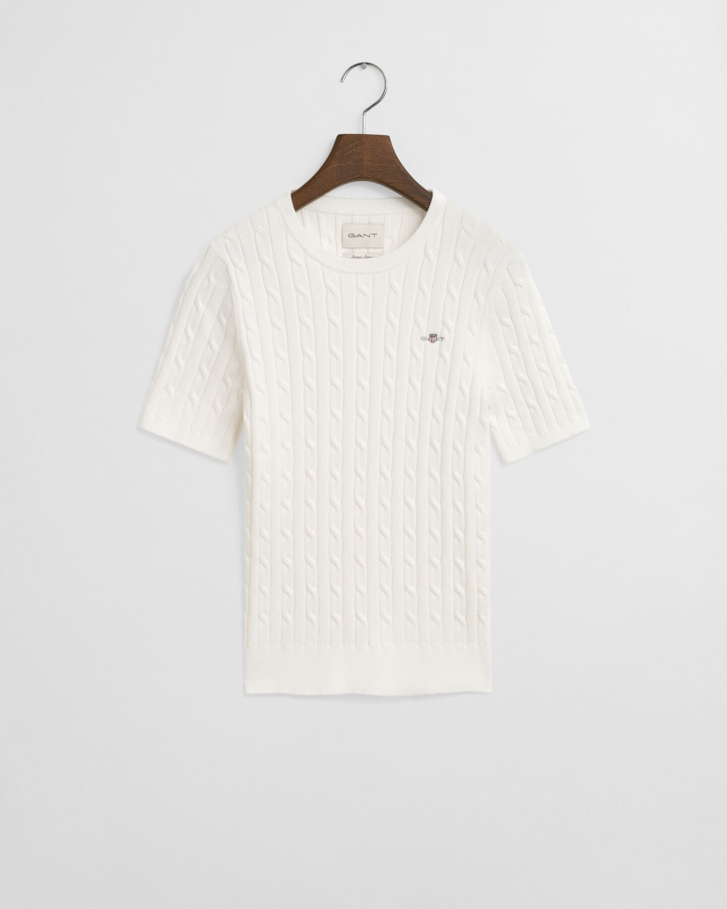 Camisola de malha entrançada em algodão com elastano