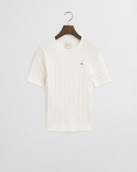 Camisola de malha entrançada em algodão com elastano