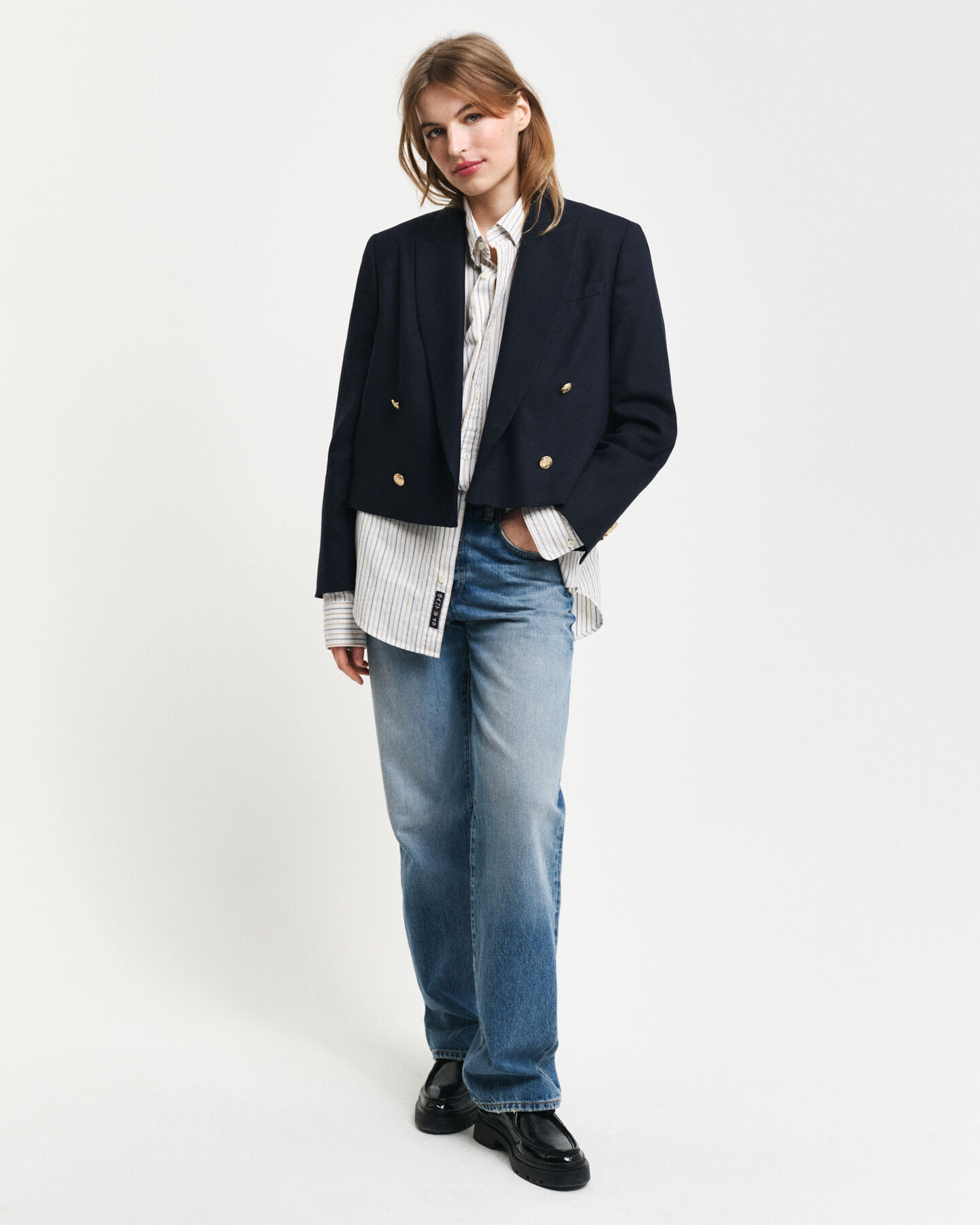 Camisa Oxford clássica às riscas regular fit