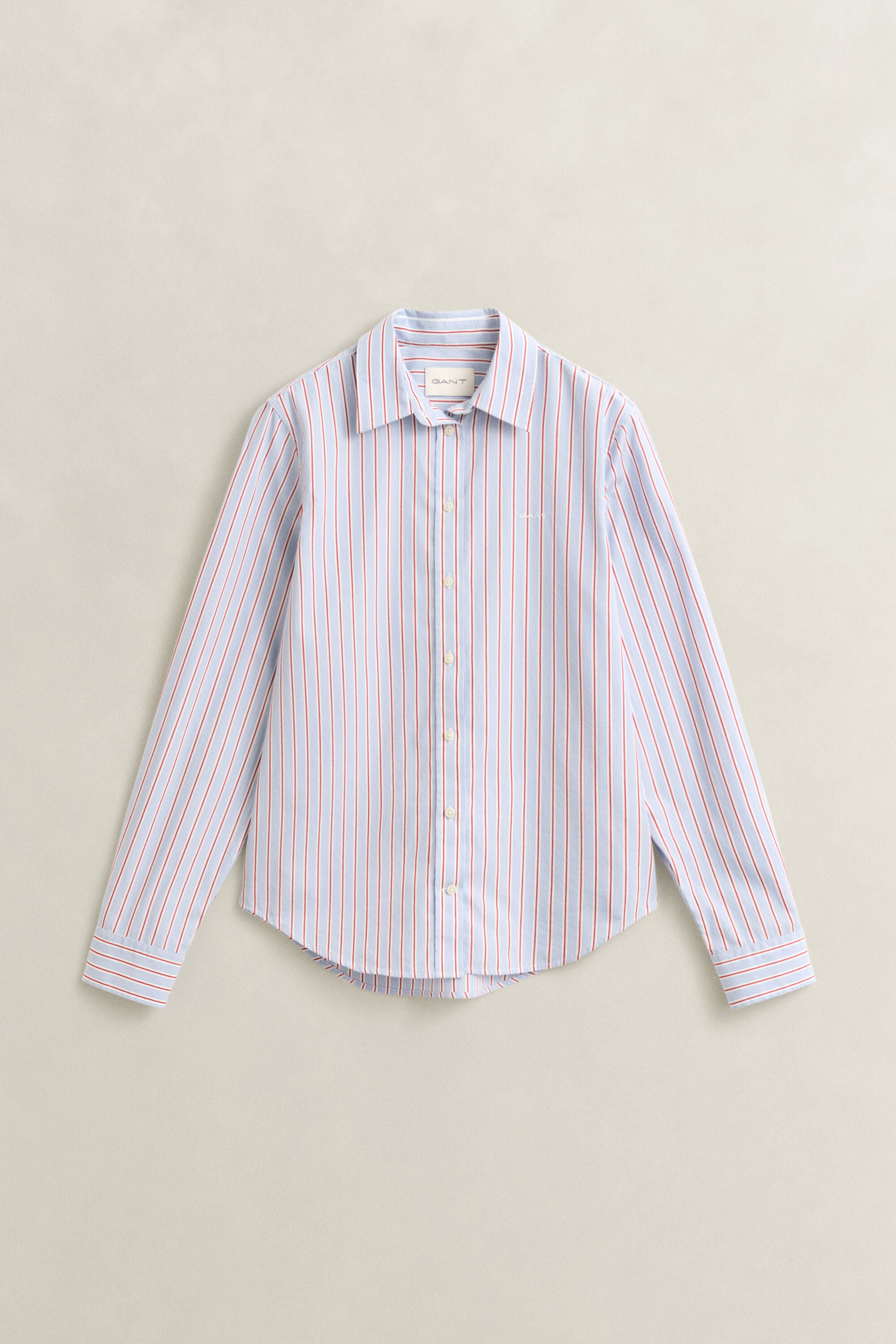 Camisa em popelina às riscas clássica regular fit