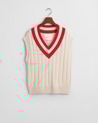 Colete com decote em V contrastante