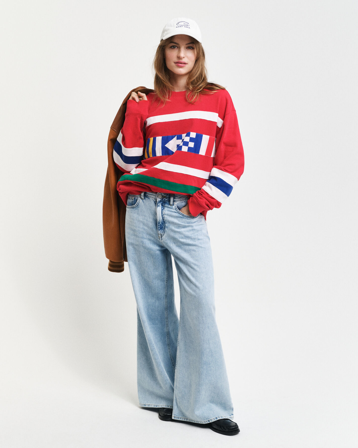 Sweatshirt com decote redondo e painel