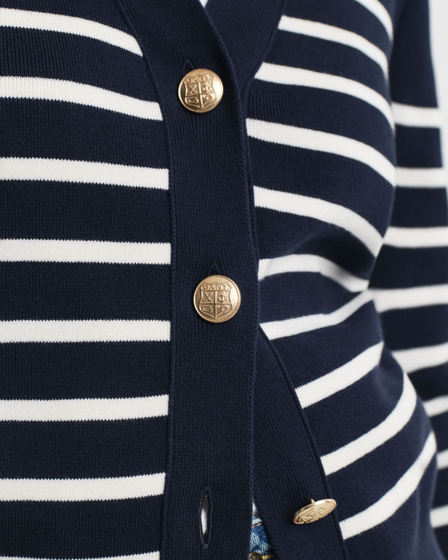 Casaco de malha de algodão às riscas