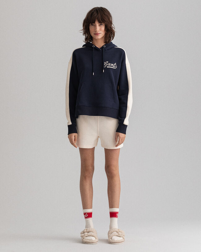 Sweatshirt com capuz e bloco de cor