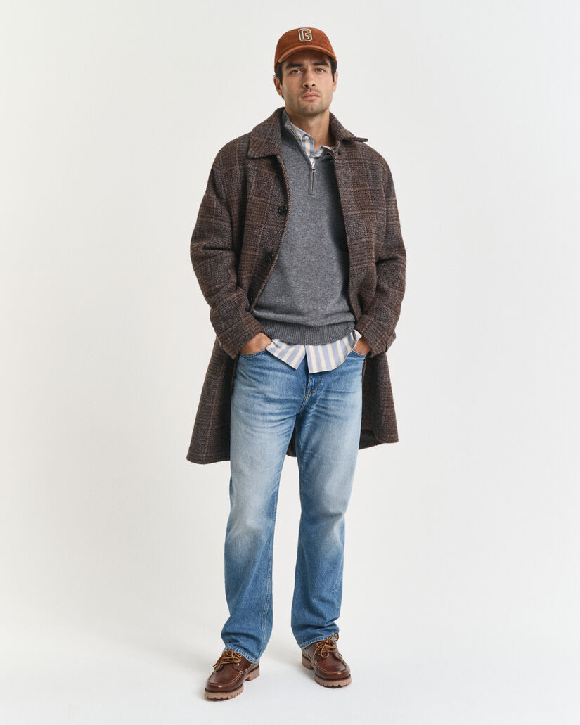 Camisola de malha com meio fecho de correr em caxemira