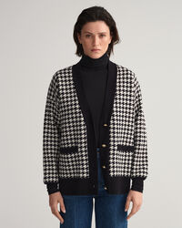 Casaco de malha oversized com padrão Houndstooth