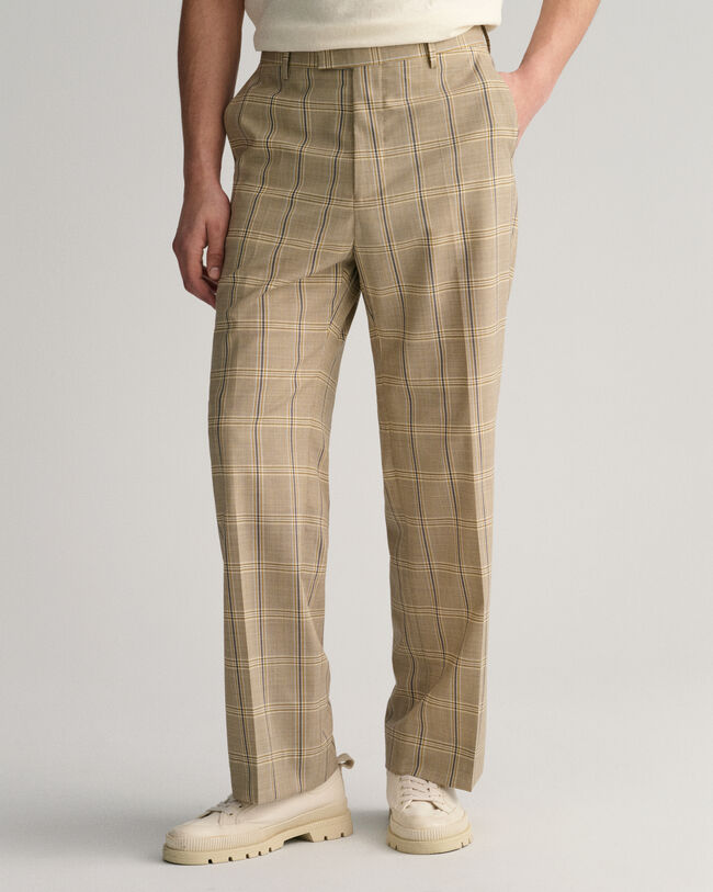 Calças formais com padrão de xadrez