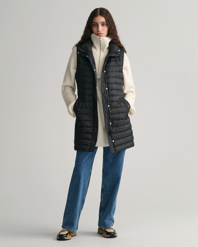 Colete comprido de penas leve