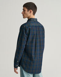 Camisa de bombazina com padr&atilde;o axadrezado regular fit