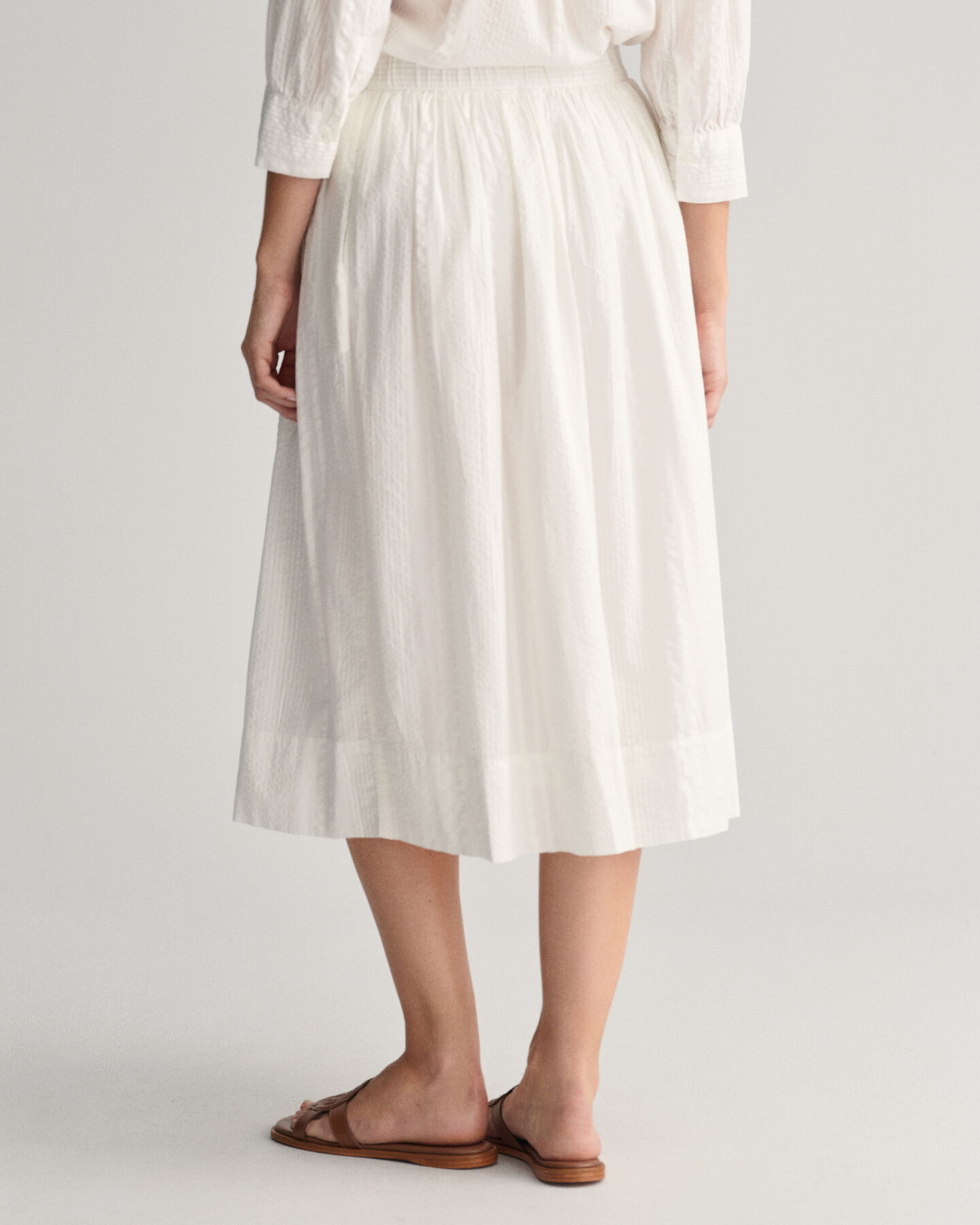 Saia Pull-On às riscas Seersucker