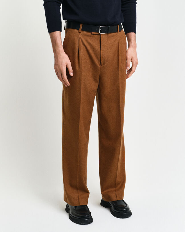Calças de fato em flanela e lã relaxed fit
