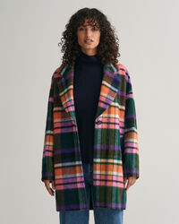 Sobretudo Cocoon com padrão axadrezado