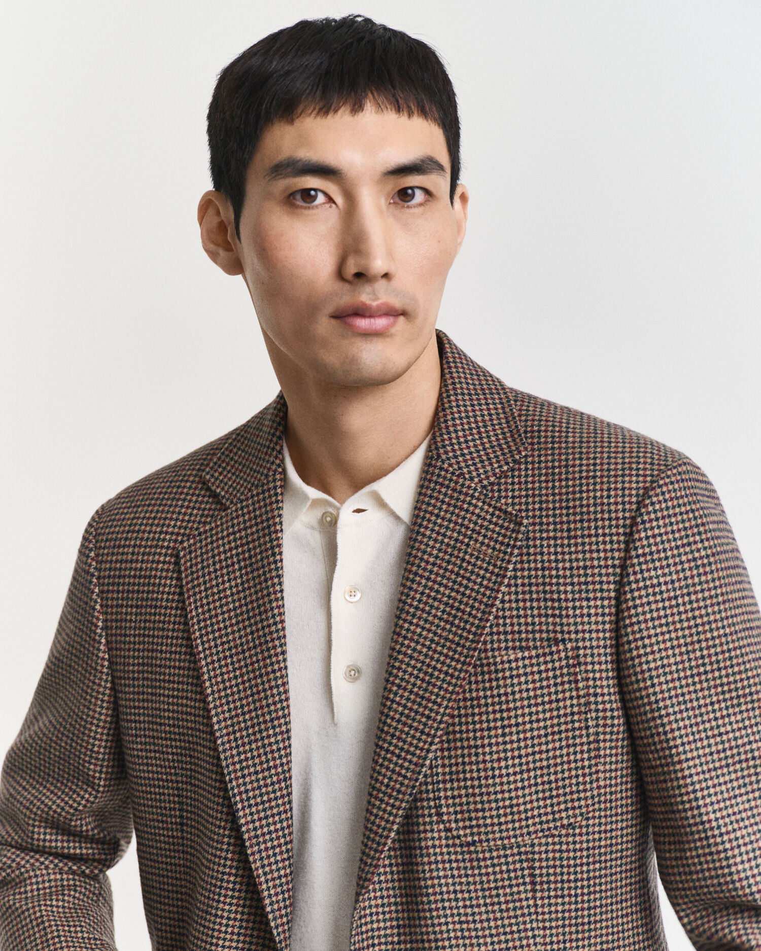 Blazer com padrão de xadrez Houndstooth slim fit