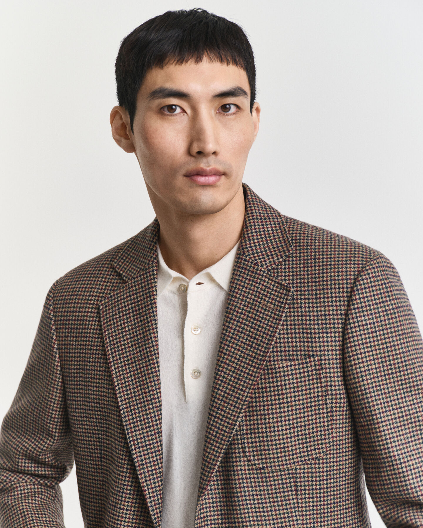 Blazer com padrão de xadrez Houndstooth slim fit