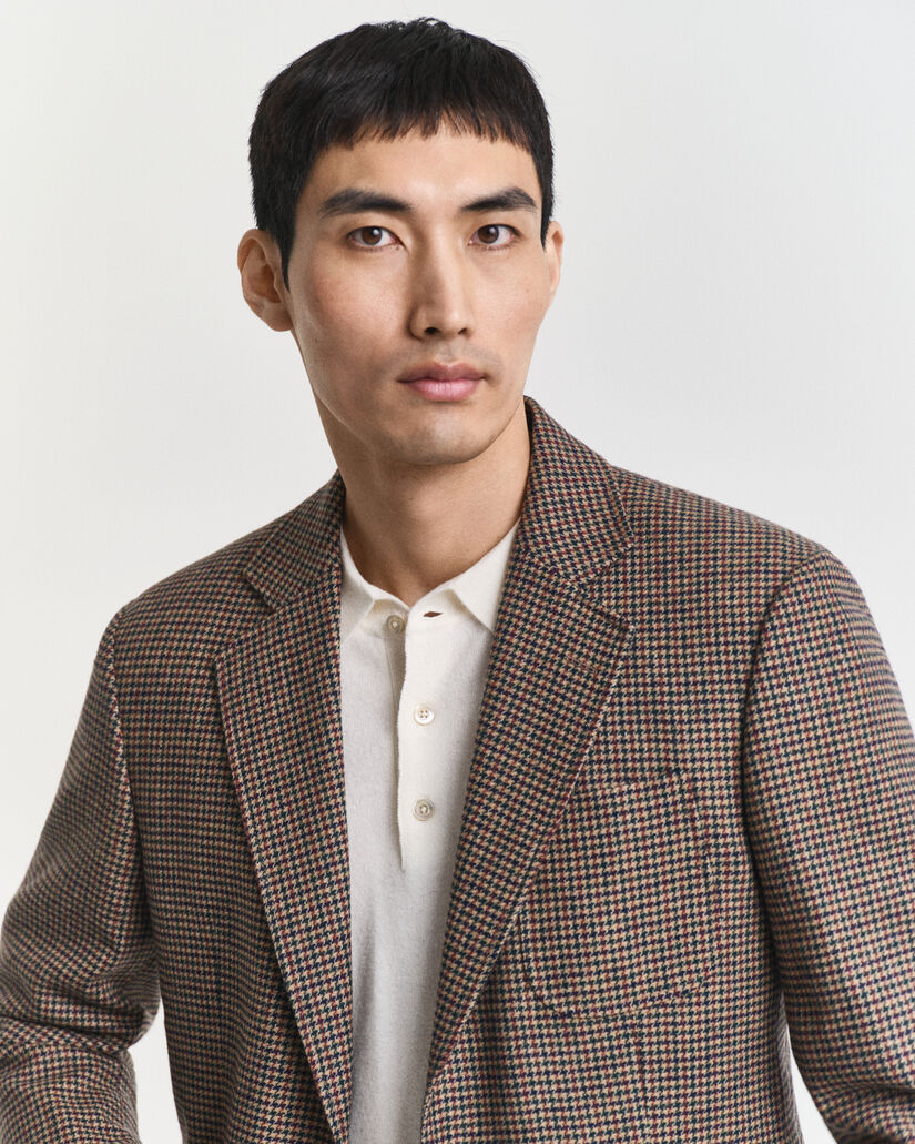 Blazer com padrão de xadrez Houndstooth slim fit