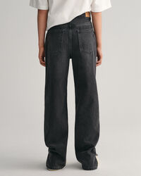 Cal&ccedil;as de ganga com abertura na bainha e perna a direito Teen Girls