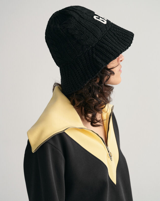 Sweatshirt com bloco de cor e meio fecho