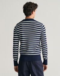 Pulover com decote redondo em algodão Shiny Breton Striped