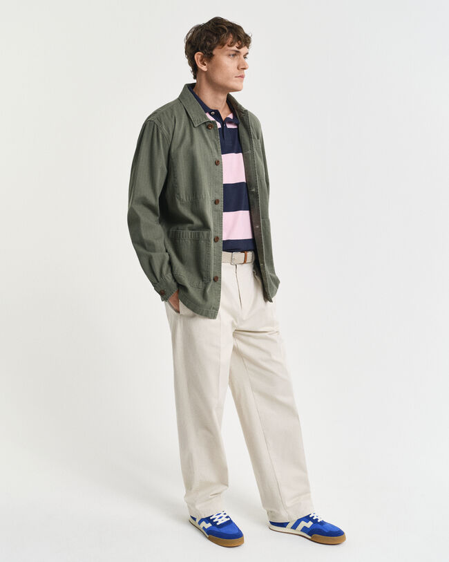 Polo em algod&atilde;o piqu&eacute; &agrave;s riscas em bloco