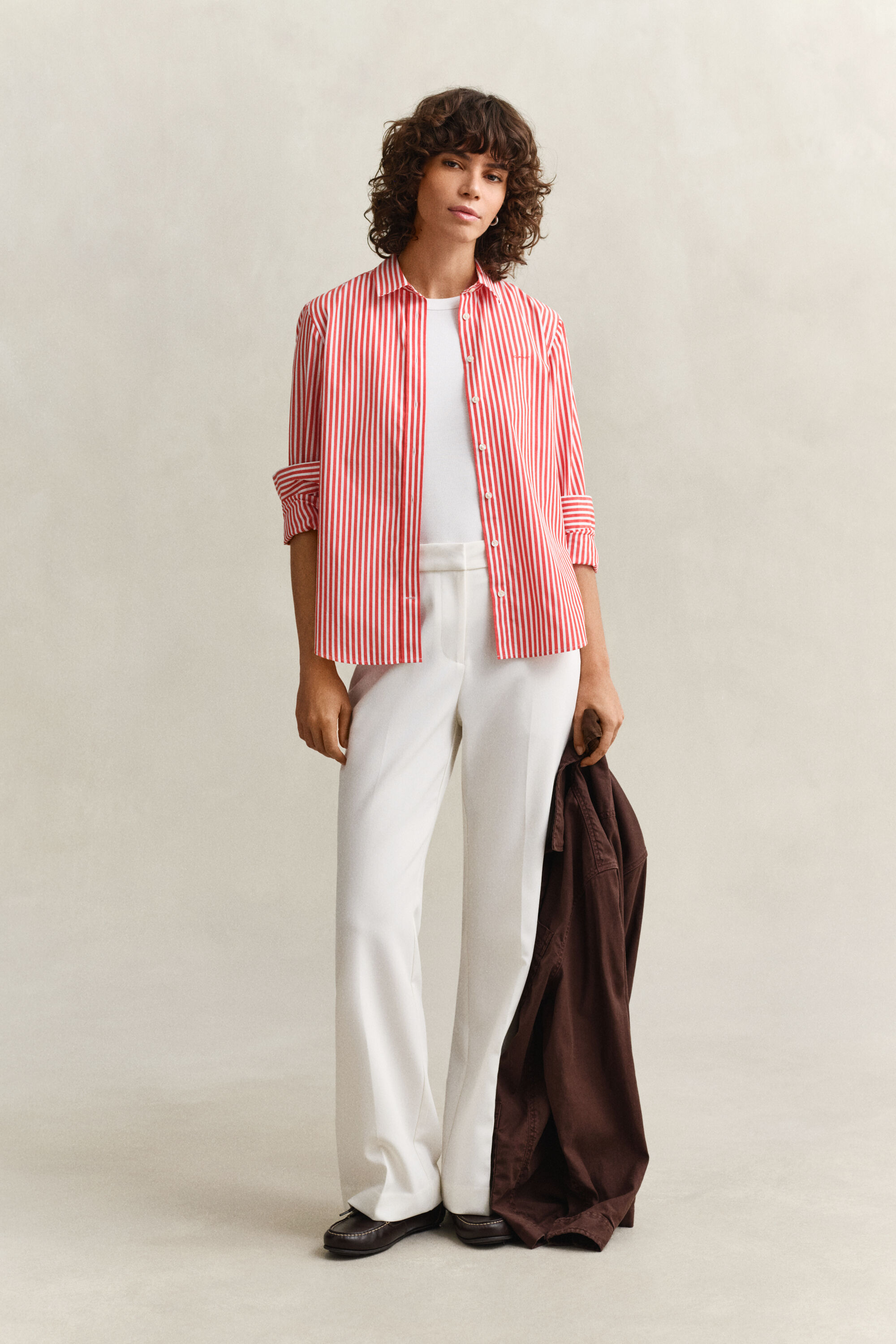 Camisa em popelina às riscas Classic regular fit