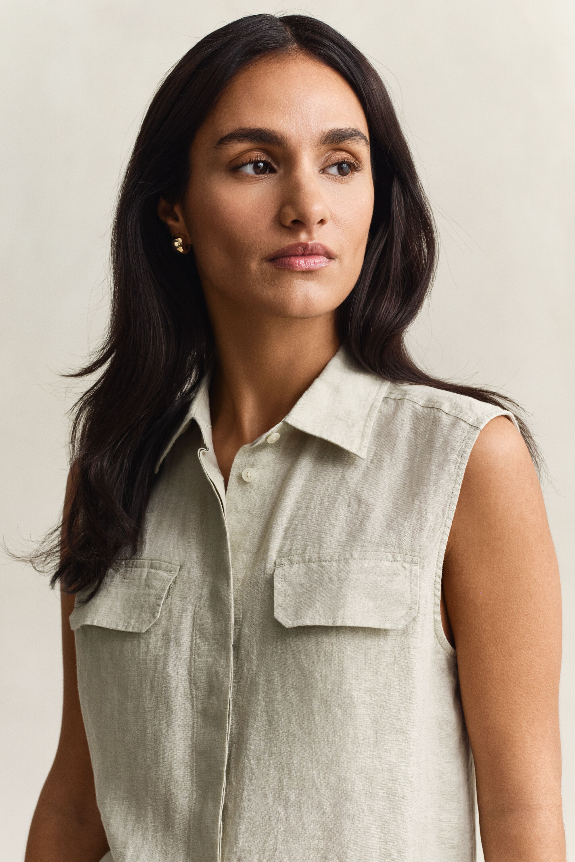 Camisa de linho sem mangas