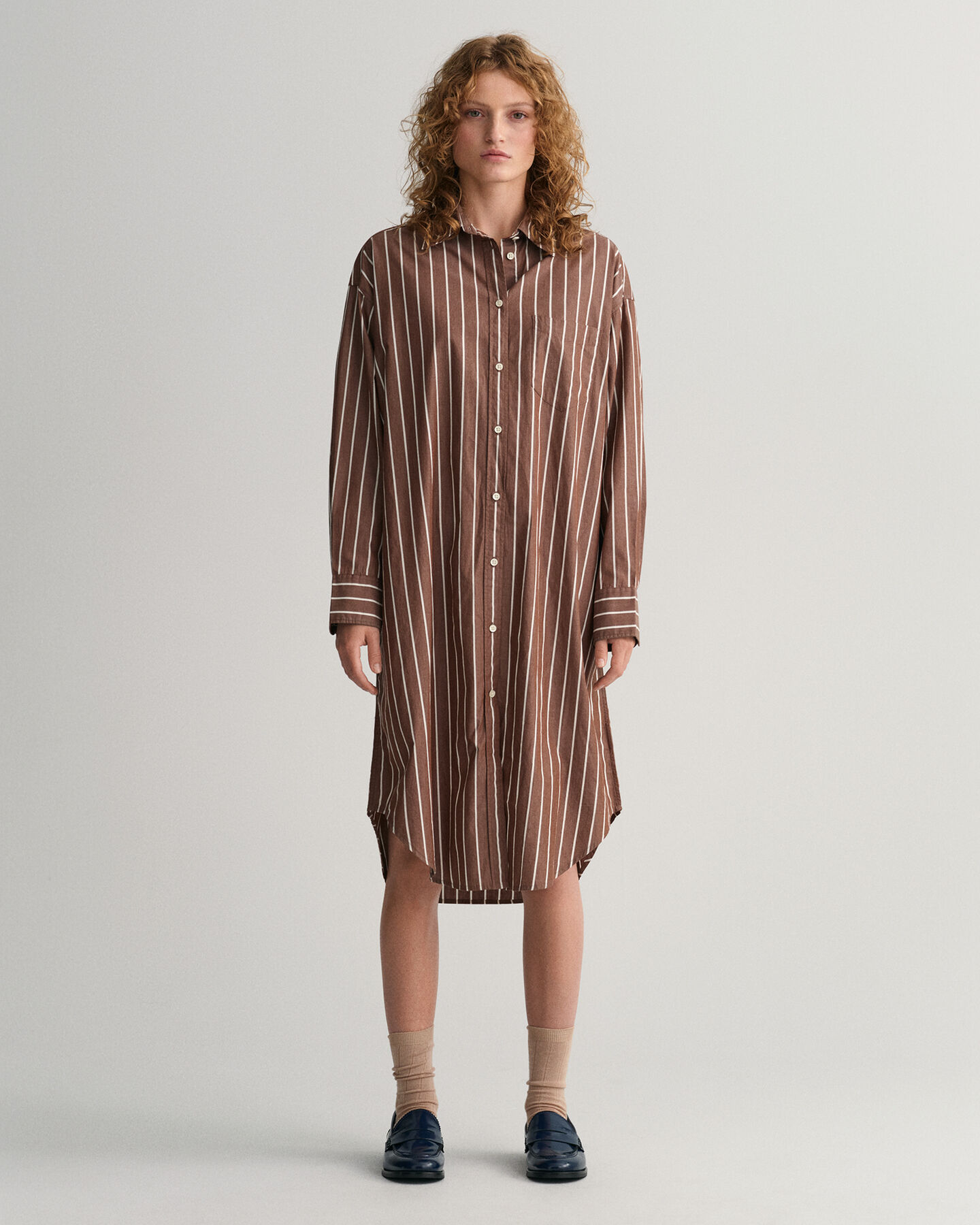 Vestido-camisa &agrave;s riscas oversized