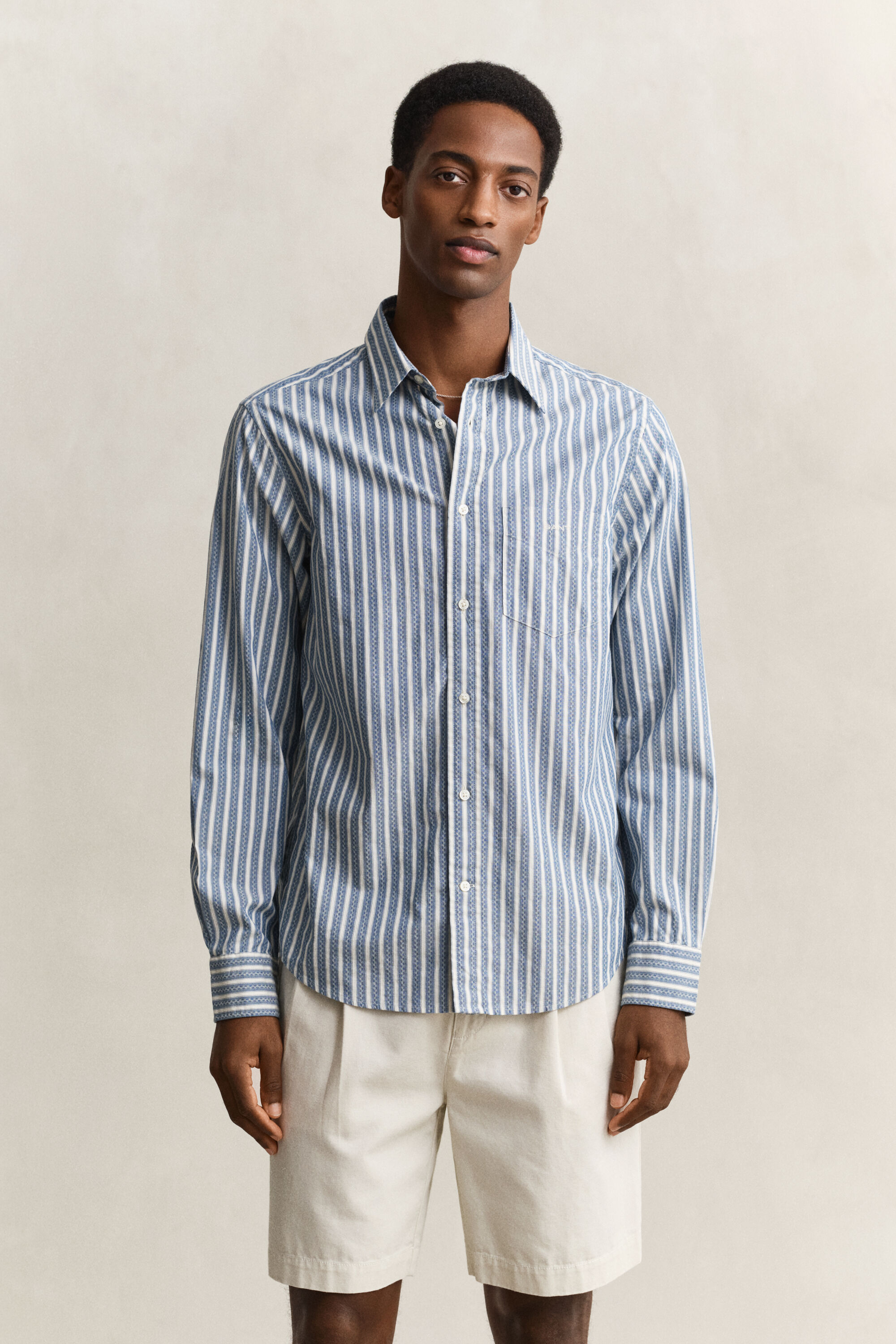 Camisa às riscas Dobby regular fit
