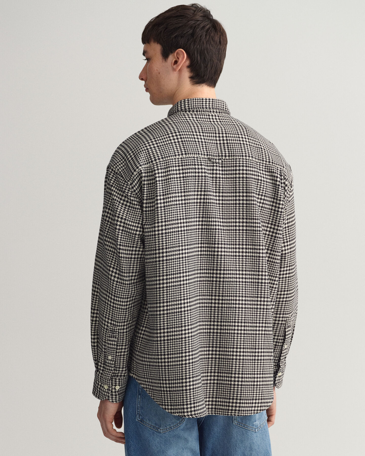 Camisa de algodão com padrão Houndstooth oversized