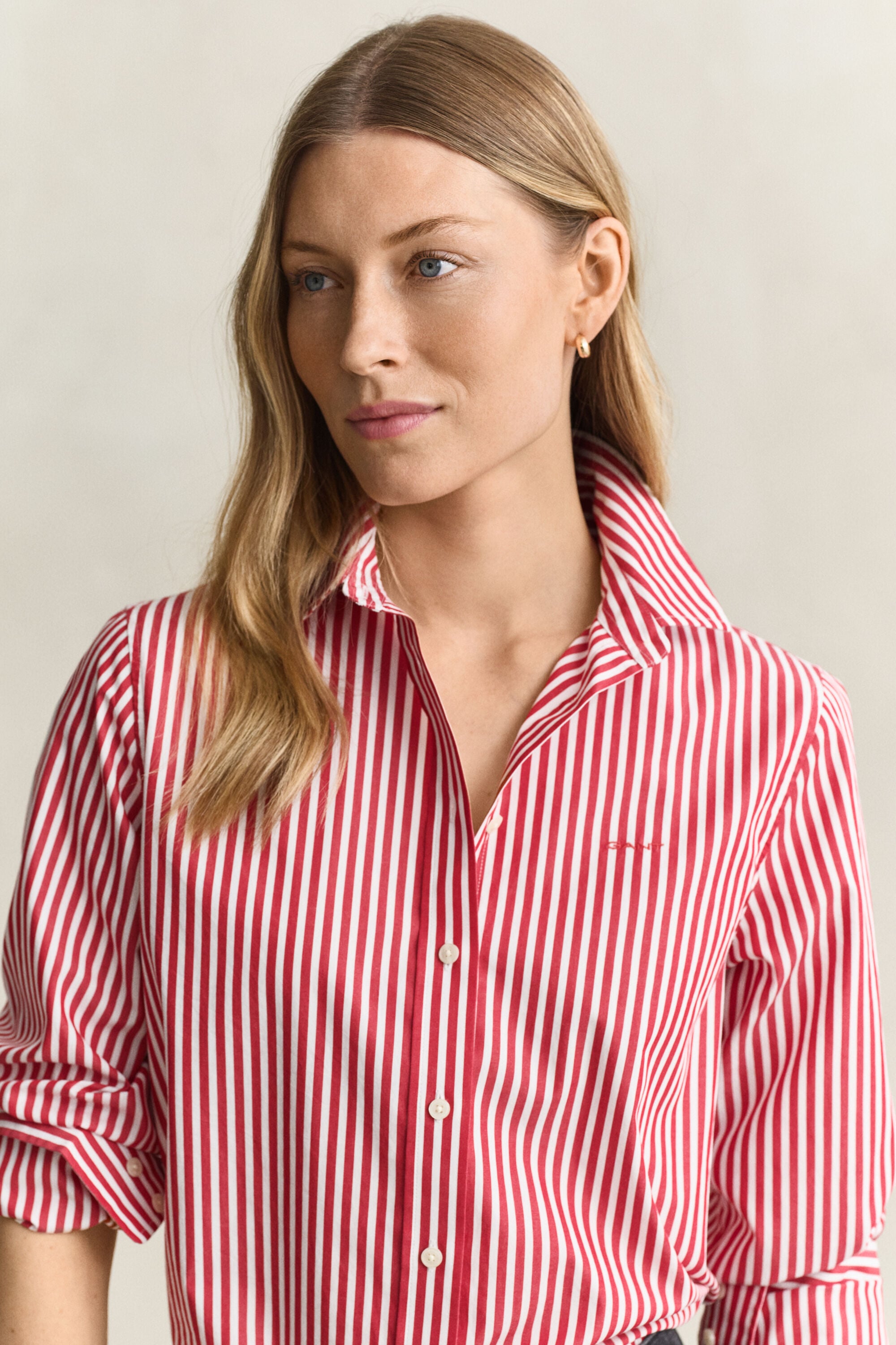 Camisa em popelina às riscas Classic regular fit