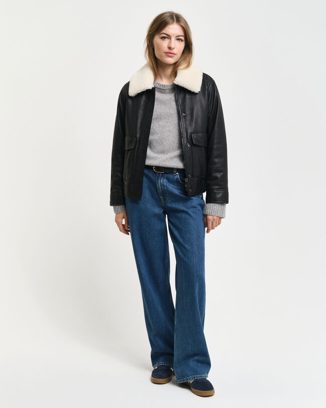 Camisola de malha com decote redondo em caxemira