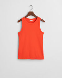 Top canelado com decote subido