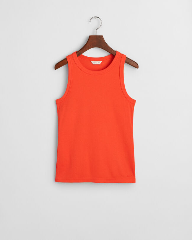 Top canelado com decote subido