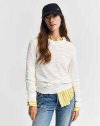 Camisola de malha com decote redondo em algodão texturizado