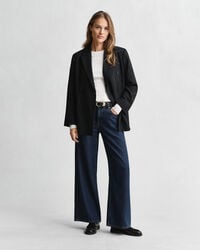 Camisola de malha entrançada com decote redondo em algodão com elastano